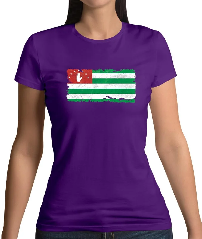 Abkhazia Grunge Style Flag Womens T-Shirt Welt Pockets Slit Pockets