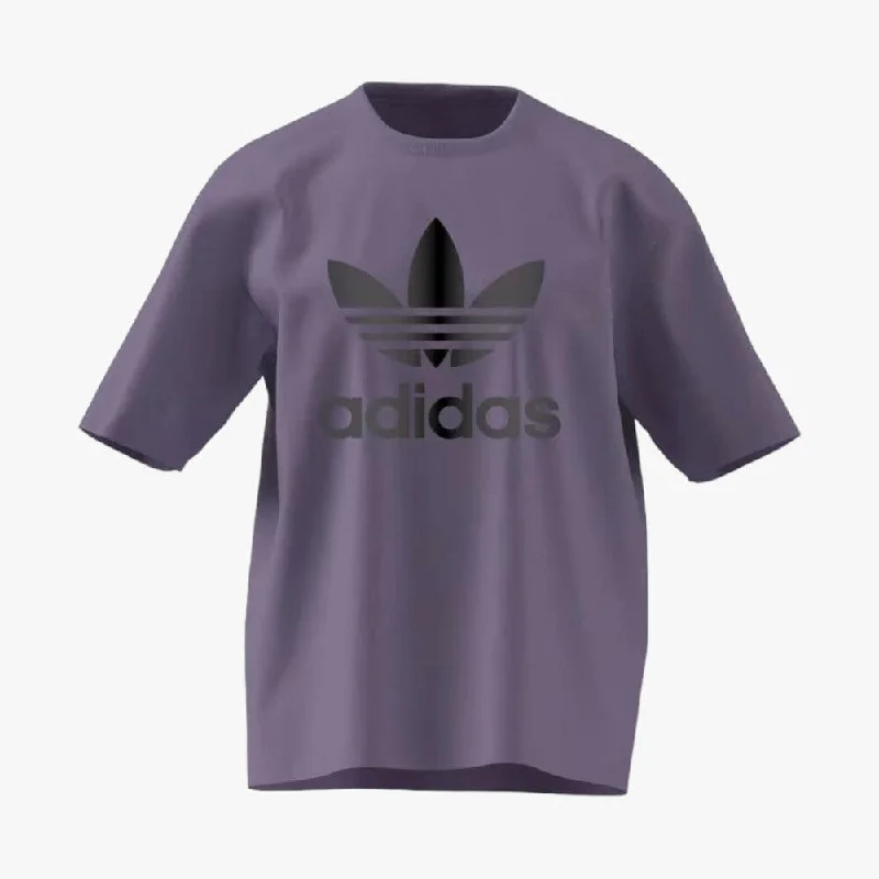 adidas Womens Tref Short Sleeve Tee Grape Cotton Fabric Linen Fabric Terry Fabric