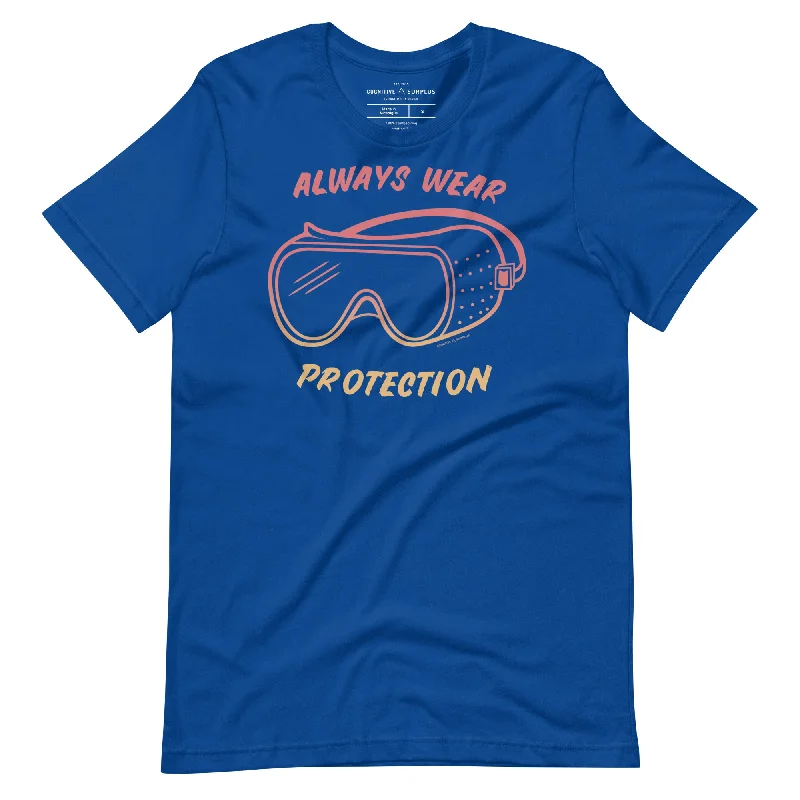 Always Wear Protection - Lab Goggles Graphic Tee Notch Collar Peter Pan Collar Cowl Neck