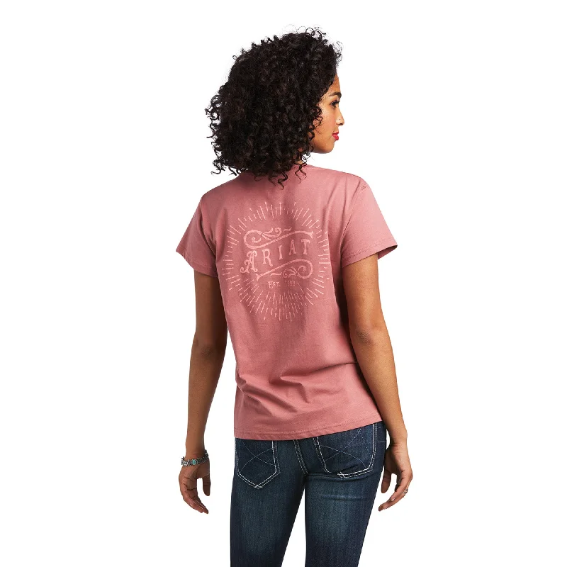 Ariat Ladies R.E.A.L™ Vintage Sunburst Antique Rubia T-Shirt10039774 Graphic Embroidered Appliqued Ariat Ladies R.E.A.L™ Vintage Sunburst Antique Rubia T-Shirt10039774 Graphic Embroidered Appliqued