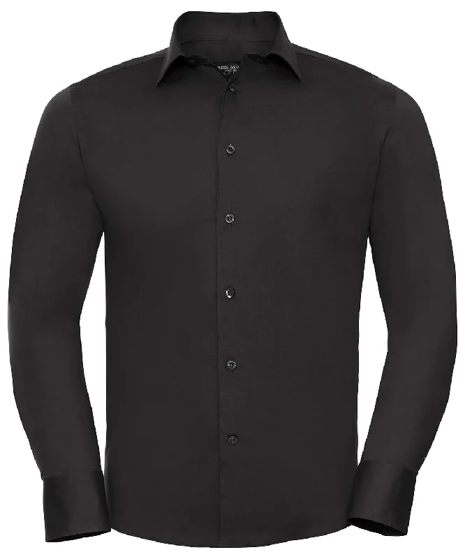 Black - Long sleeve easycare fitted shirt Modern Contemporary Chic