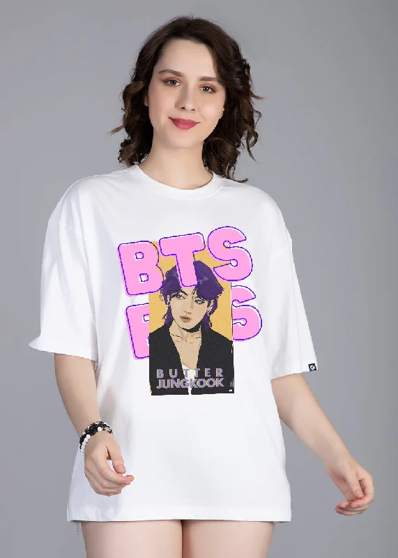 Butter Jungkook Women Oversized Printed T-Shirt Nylon Fabric Polyester Fabric Spandex Fabric Butter Jungkook Women Oversized Printed T-Shirt Nylon Fabric Polyester Fabric Spandex Fabric