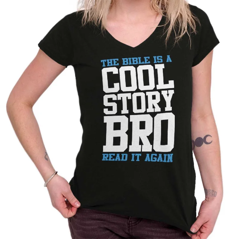 Cool Story bro Junior Fit V-Neck T-Shirt Machine Wash Dry Clean Hand Wash