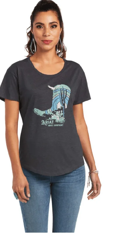 Ariat Women's Soaring Boot Charcoal Tee 10040963 Welt Pockets Slit Pockets Flap Pockets