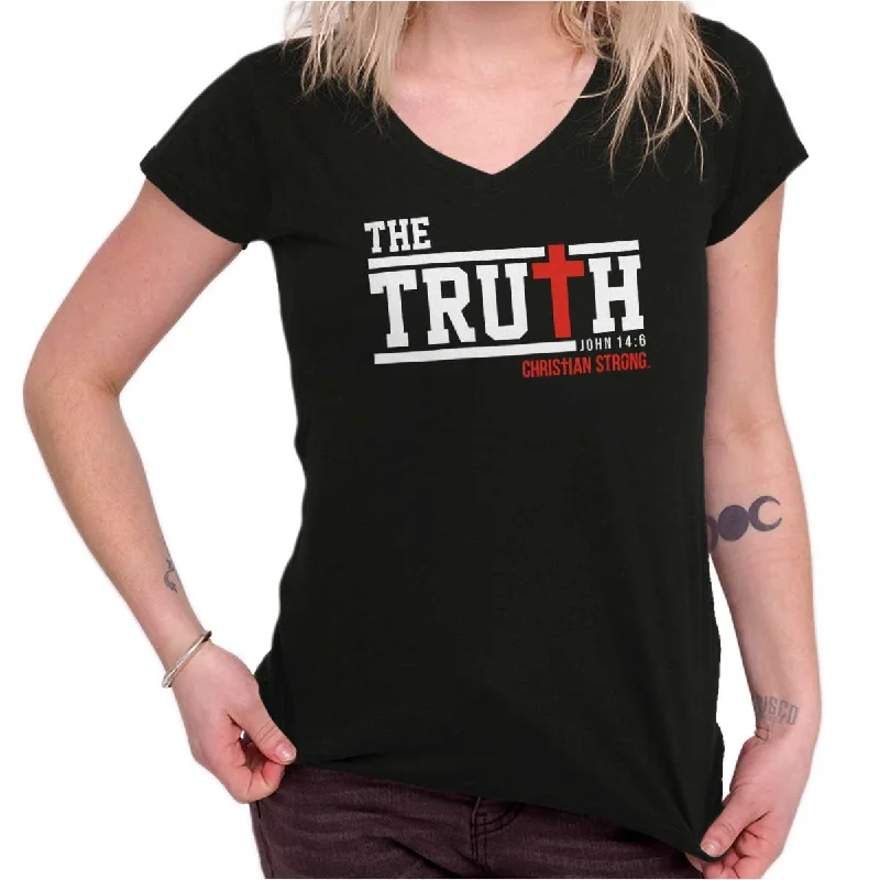 Cross Truth Junior Fit V-Neck T Shirt Elegant Classic Vintage