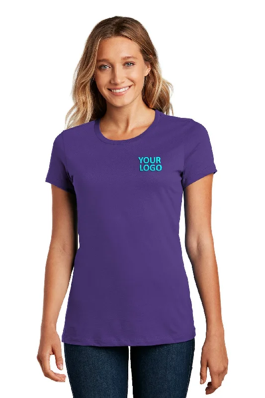 District Made Ladies Perfect Weight Crew Tee's, Purple Satin Blend Silk Blend Wool Blend