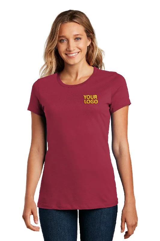 District Made Ladies Perfect Weight Crew Tee's, Sangria Graphic T-Shirt Round Neck Polyester