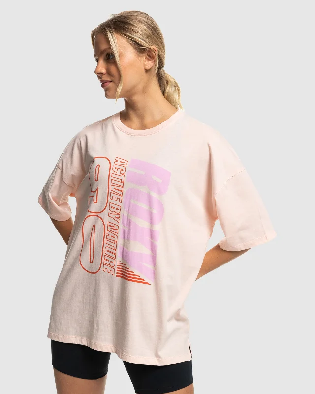 Womens Essential Energy Oversize Tee T-Shirt Lace Blend Ribbed Blend Corduroy Blend
