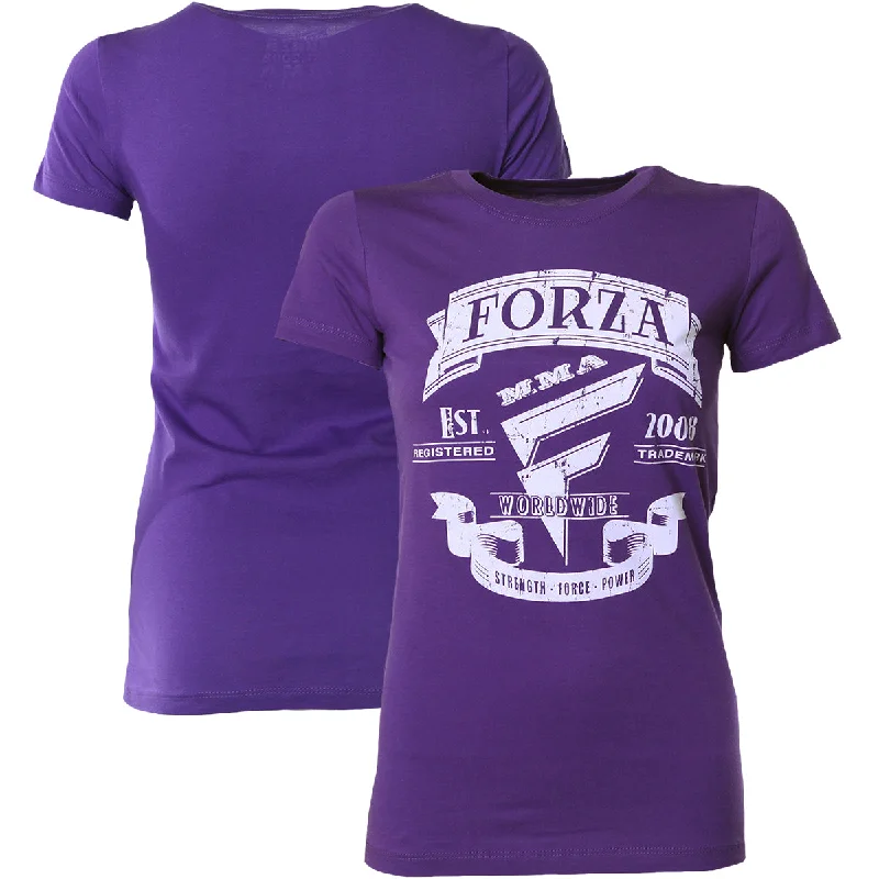 Forza Sports Women's "Origins" MMA T-Shirt - Medium - Purple Rush Silk Blend Satin Velvet