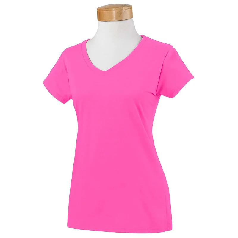 Gildan Women's Azalea SoftStyle 4.5 oz. Fitted V-Neck T-Shirt V-Neck T-Shirt Long Sleeve Cotton