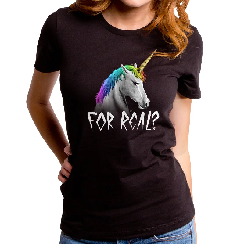 Magical Unicorn Women's T-Shirt Notch Collar Peter Pan Collar Cowl Neck