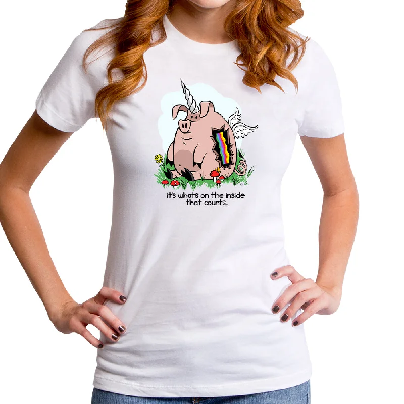 Makin Bacon Women's T-Shirt Graphic Embroidered Appliqued