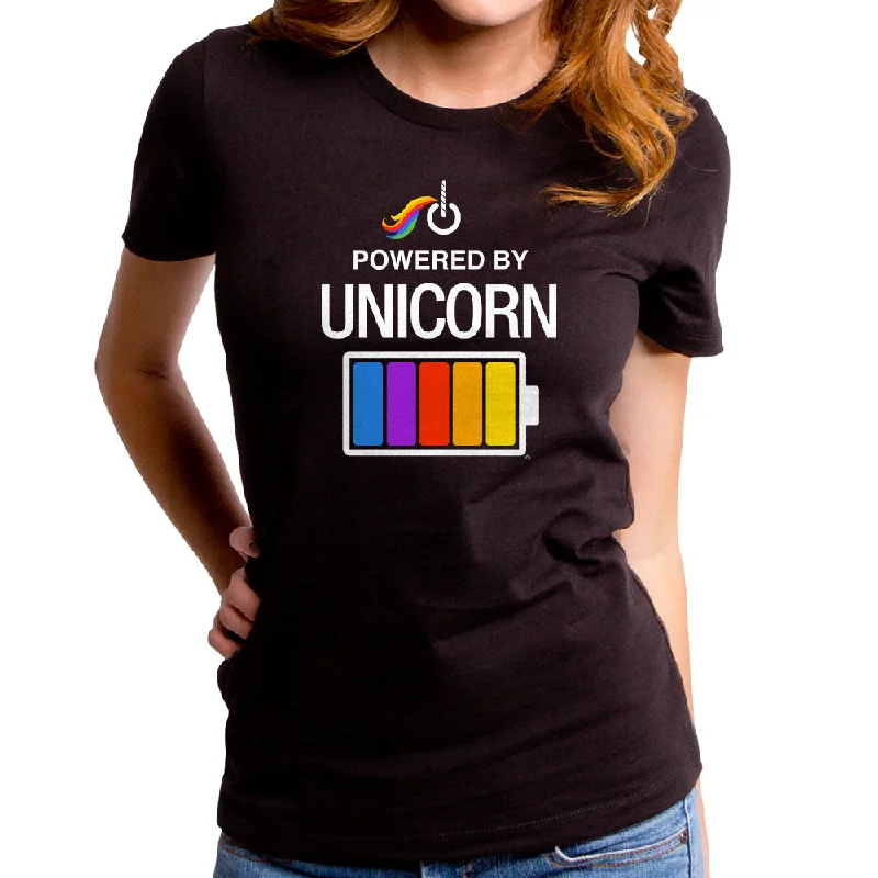 Powered by Unicorn Women's T-Shirt Collared Crew Neck Turtle Neck