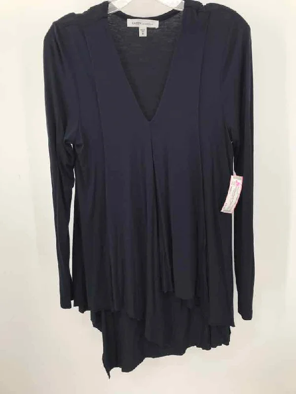 Pre-Owned Karen Kane Navy Size Medium T-shirt Asymmetrical Pockets Print