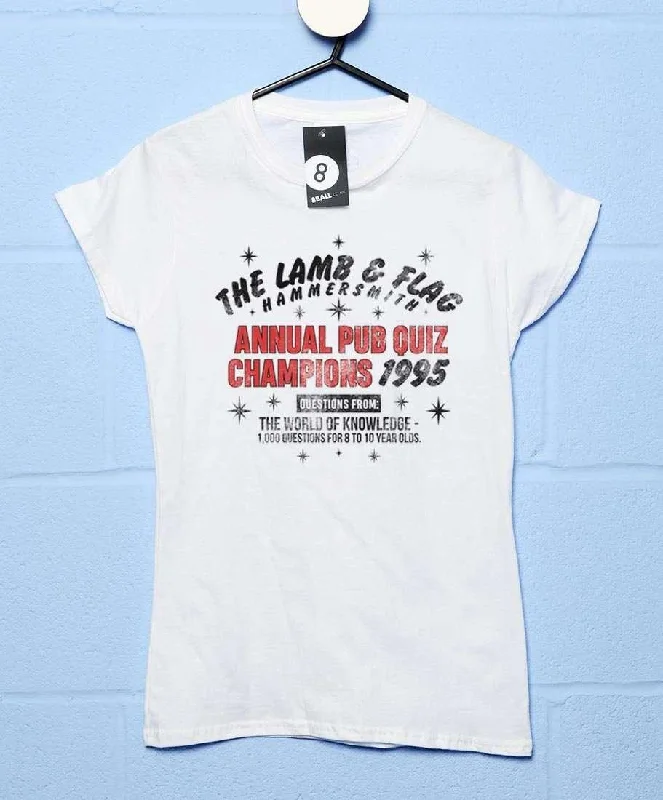 Lamb and Flag Pub Quiz Champions 1995 T-Shirt for Women Cashmere Blend Cotton Blend Poly Blend