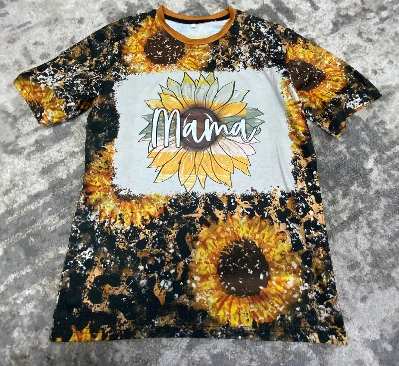 Mama Sunflower Stripes Design- Cheetah-Sunflower-Bleached T-shirt Rayon Velvet Corduroy Mama Sunflower Stripes Design- Cheetah-Sunflower-Bleached T-shirt Rayon Velvet Corduroy