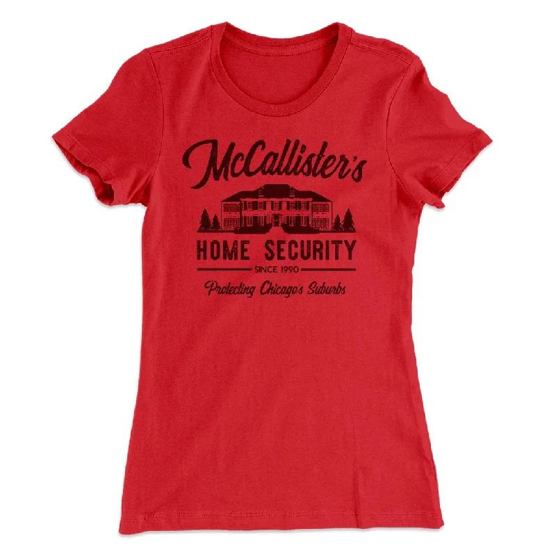 McCallister's Home Security Women's T-Shirt Zippered Front Buttoned Front Snap Front