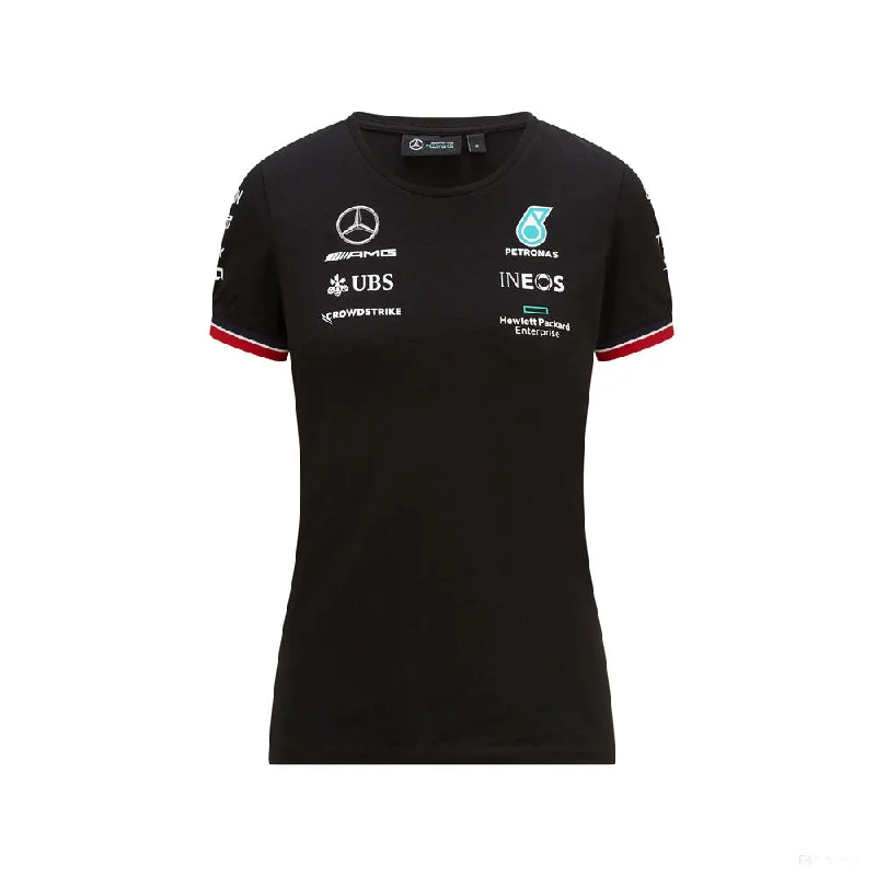 Mercedes Womens T-shirt, Team, Black, 2021 Zippered Front Buttoned Front Snap Front