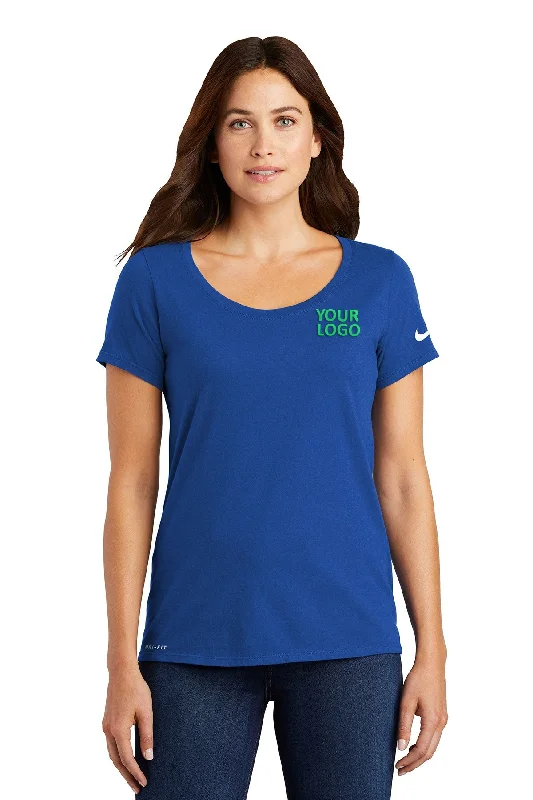 Nike Ladies DriFIT CottonPoly Scoop Neck Custom Tees, Rush Blue Front Pockets Side Pockets Patch Pockets Nike Ladies DriFIT CottonPoly Scoop Neck Custom Tees, Rush Blue Front Pockets Side Pockets Patch Pockets