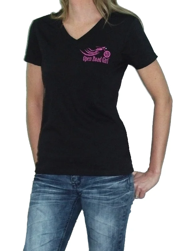 Open Road Girl Black Frost V-neck Shirt, Size SMALL ONLY Modern Contemporary Chic