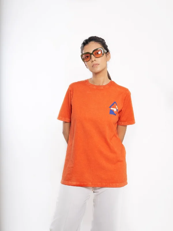 Rekindle- 100% Organic Cotton Unisex Tee - Orange Wool Fabric Cashmere Fabric Tweed Fabric