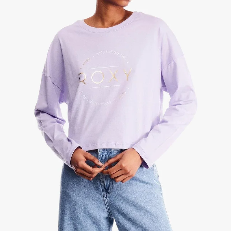 Roxy Womens Winter Noon Long Sleeve Tee Purple Rose Front Pockets Side Pockets Patch Pockets