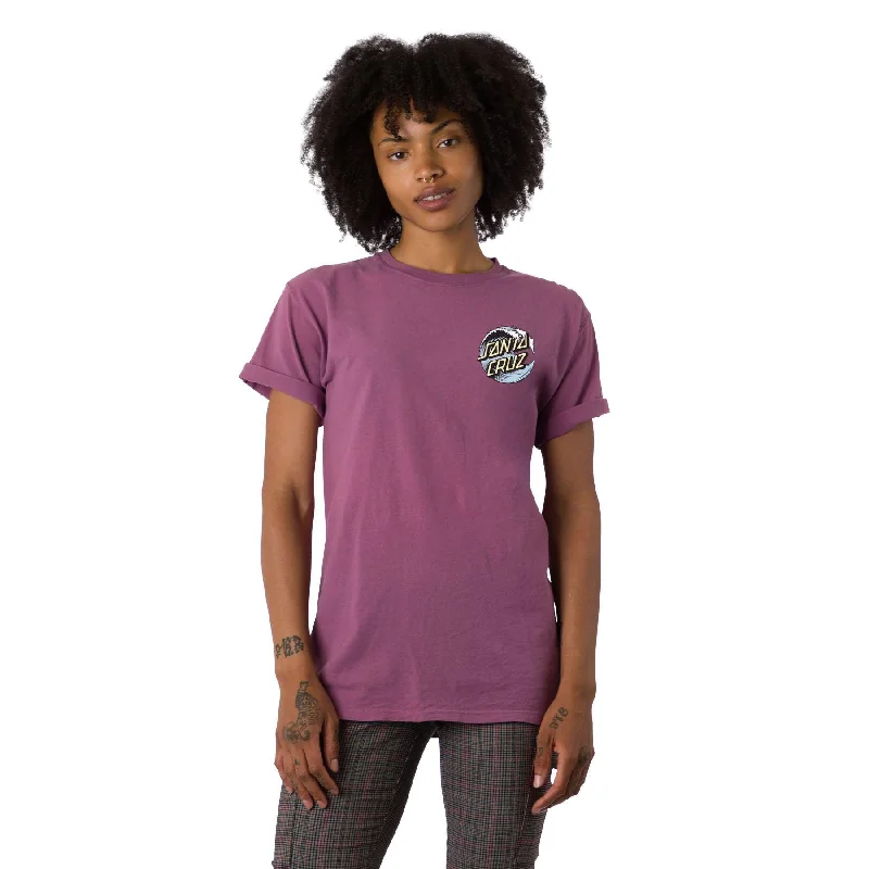 SANTA CRUZ Women's Wave Dot Boyfriend Tee Purple Plum Raisin Fleece Nylon Spandex