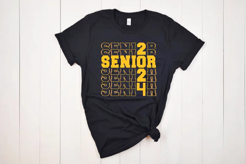 Senior 2024 Tee Shirt Your Choice of Colors Iron Safe Non-Iron Wrinkle Free