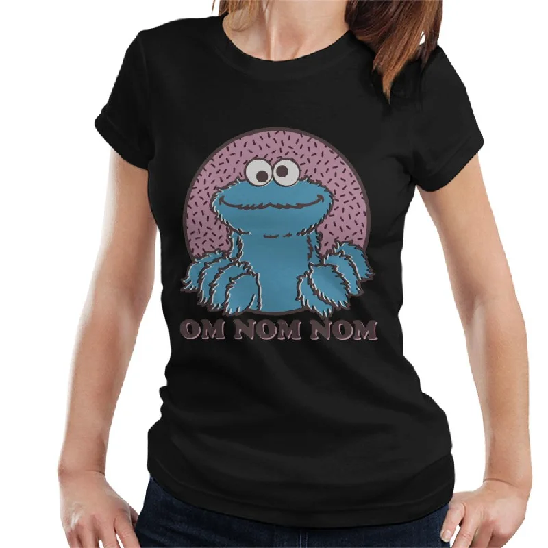 Sesame Street Cookie Monster Om Nom Nom Women's T-Shirt Terry Blend Velvet Blend Canvas Blend