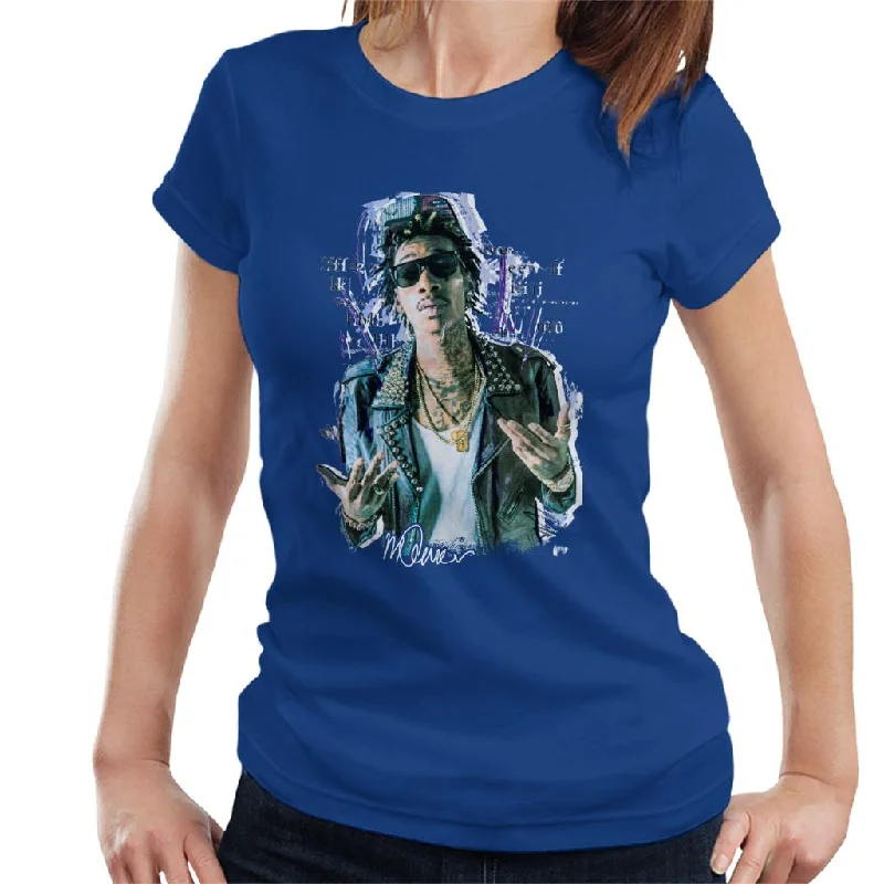 Sidney Maurer Original Portrait Of Rapper Wiz Khalifa Women's T-Shirt Seamless Knitted Crochet