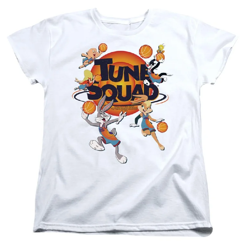 Space Jam Tune Squad Group Women's 18/1 Cotton Short-Sleeve T-Shirt Anti-Shrink Durable Soft