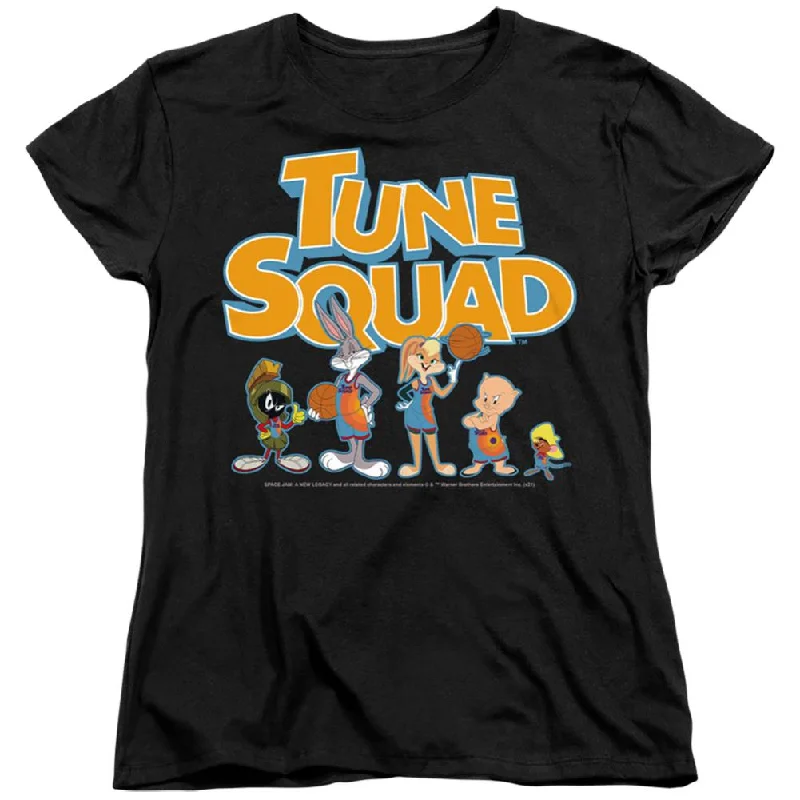 Space Jam Tune Squad Letters Women's 18/1 Cotton Short-Sleeve T-Shirt Modern Contemporary Chic