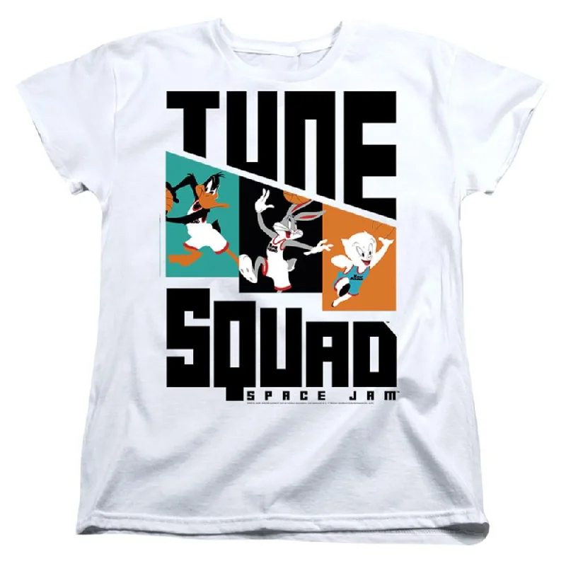 Space Jam Tune Squad Pattern Characters Women's 18/1 Cotton Short-Sleeve T-Shirt Terry Blend Velvet Blend Canvas Blend