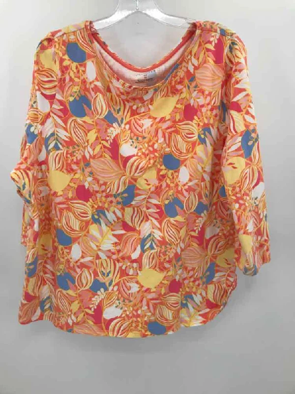 Pre-Owned Talbots Orange Size 3X T-shirt Graphic Embroidered Appliqued