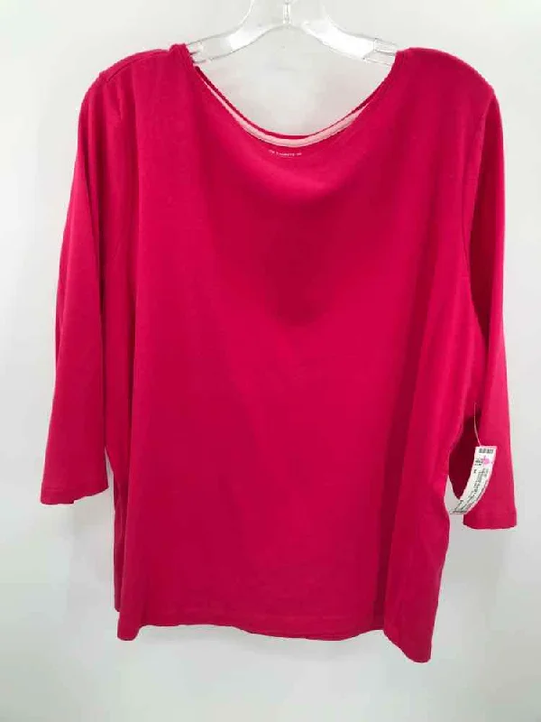 Pre-Owned Talbots Pink Size 3X T-shirt Basic T-Shirt Crew Neck Short Sleeve