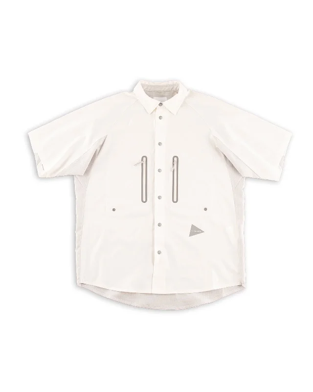 Tech S/S Shirt - Off White Notch Collar Peter Pan Collar Cowl Neck