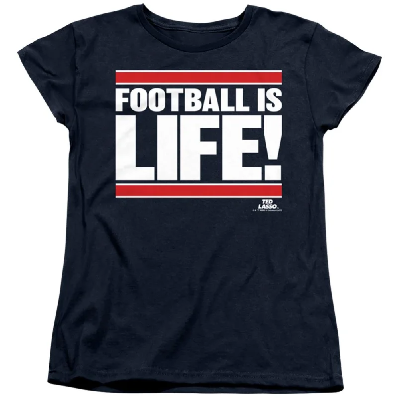 Ted Lasso Football Is Life Women's 18/1 Cotton Short-Sleeve T-Shirt Graphic T-Shirt Round Neck Polyester