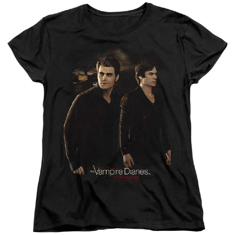 The Vampire Diaries Brothers Women's 18/1 Cotton Short-Sleeve T-Shirt Front Pockets Side Pockets Patch Pockets