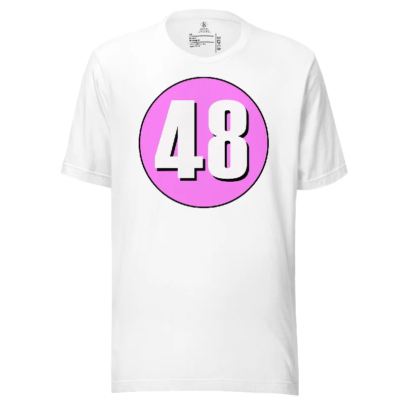 Unisex t-shirt: White on Pink 48 Boxy Fit Fitted Loose