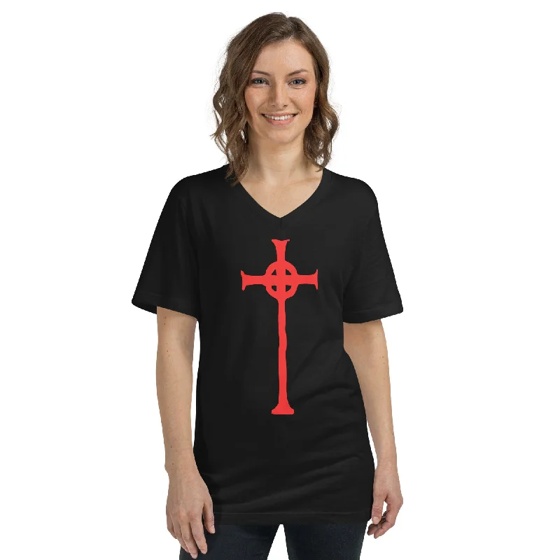 Vampire Hunter D Sign of the Cross Anime Women’s Short Sleeve V-Neck T-Shirt Fleece Fabric Down Fabric Feather Fabric