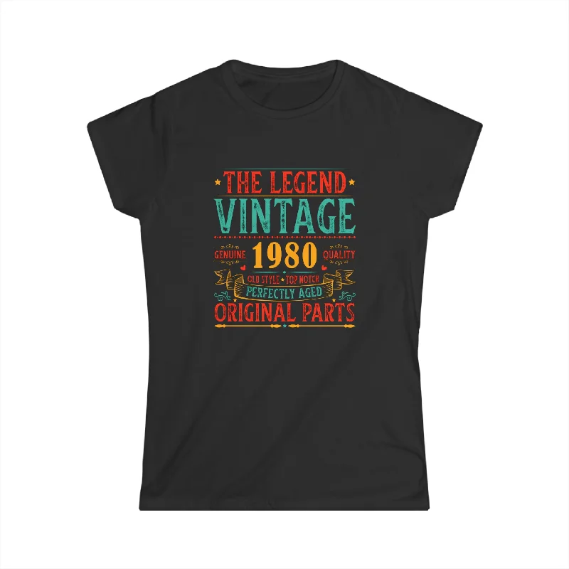 Vintage 1980 TShirt Women Limited Edition BDay 1980 Birthday Shirts for Women Elegant Classic Vintage