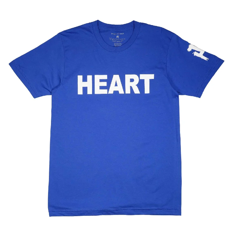 Women's - Heart Blue and White Crew Neck T-Shirt Thin T-Shirt Open Front Quick Dry