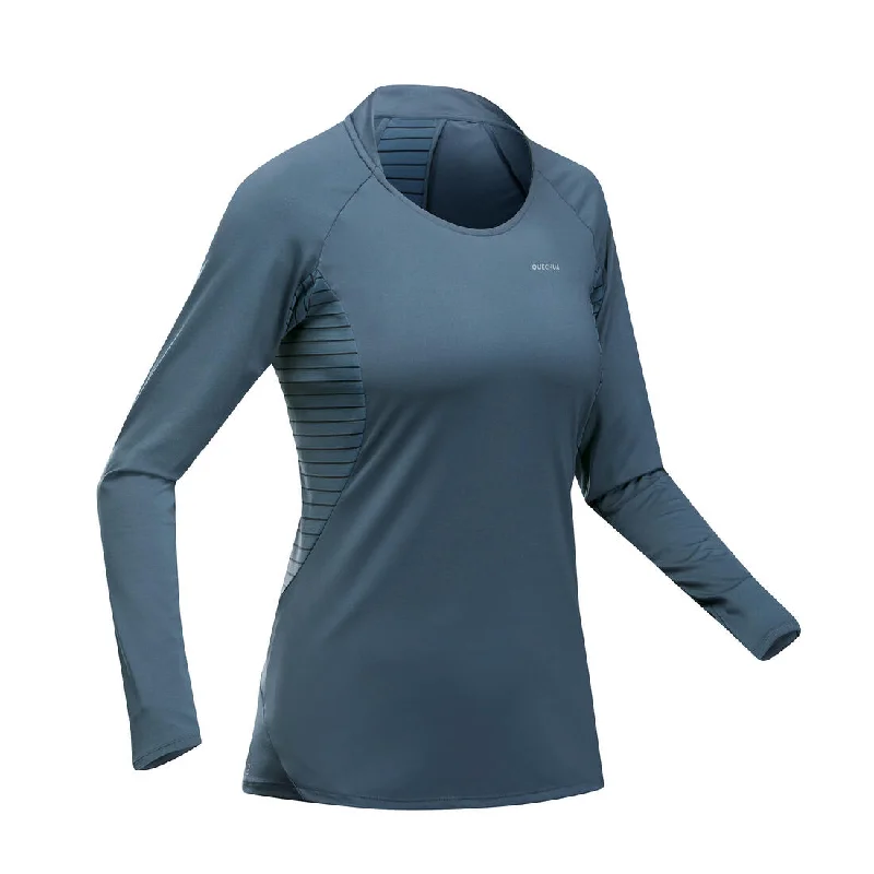 Women’s Long-Sleeved Mountain Walking T-Shirt MH550 Lace Blend Ribbed Blend Corduroy Blend