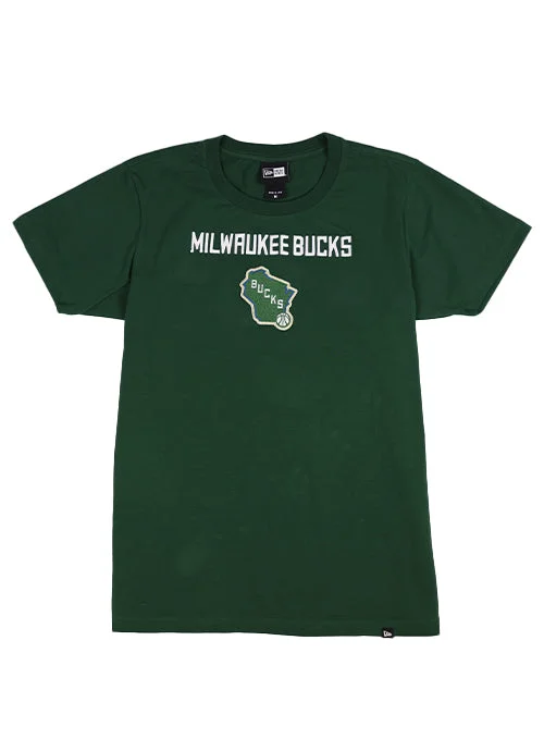 Women's New Era Elite Pack Milwaukee Bucks T-Shirt Mesh Canvas Denim