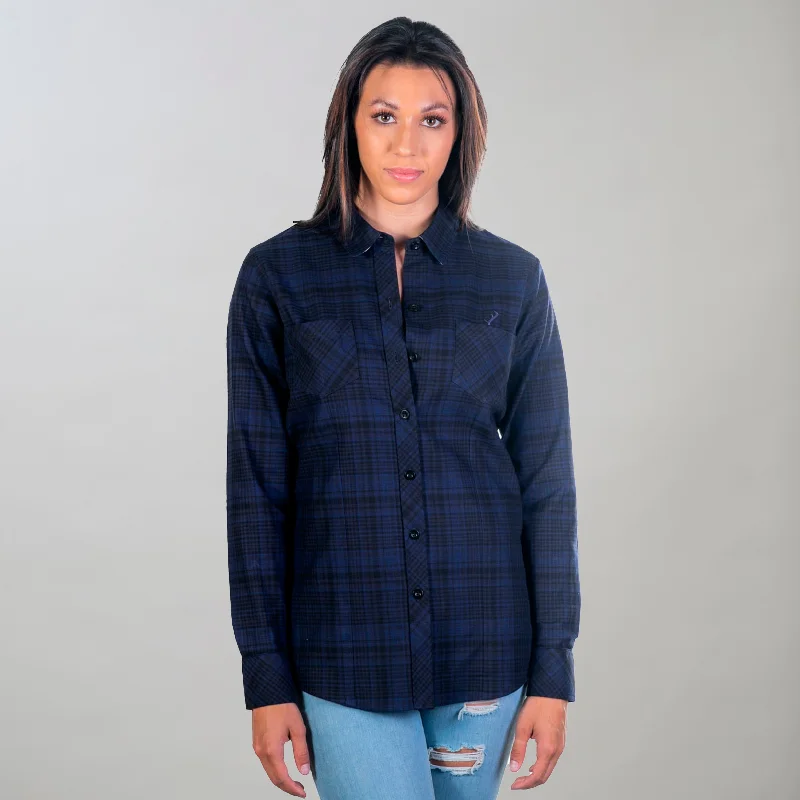 Women's Every Day Flannel Shirt- Anadromous Blue Anti-Shrink Durable Soft