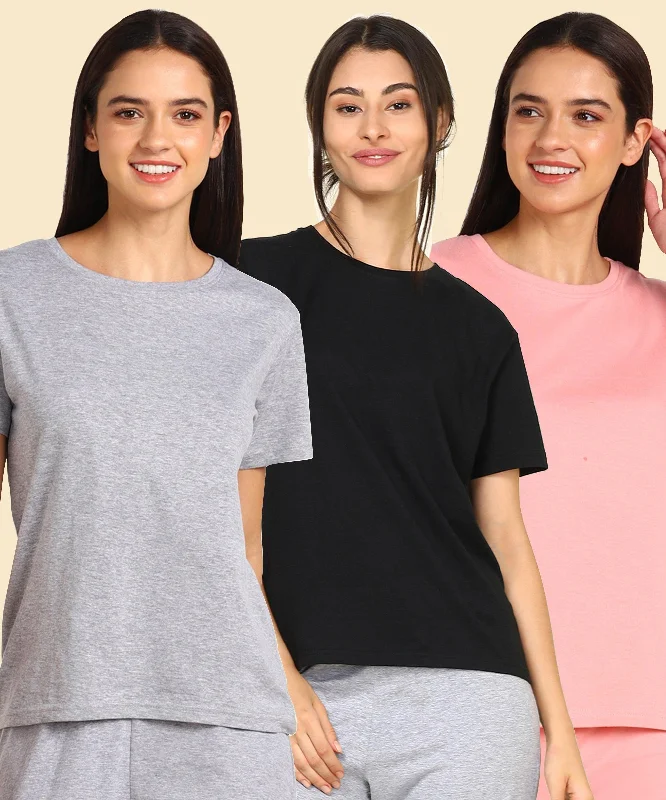 Young Trendz Womens Regular Fit Combo Solid Tshirt Spandex Blend Rayon Blend Denim Blend Young Trendz Womens Regular Fit Combo Solid Tshirt Spandex Blend Rayon Blend Denim Blend