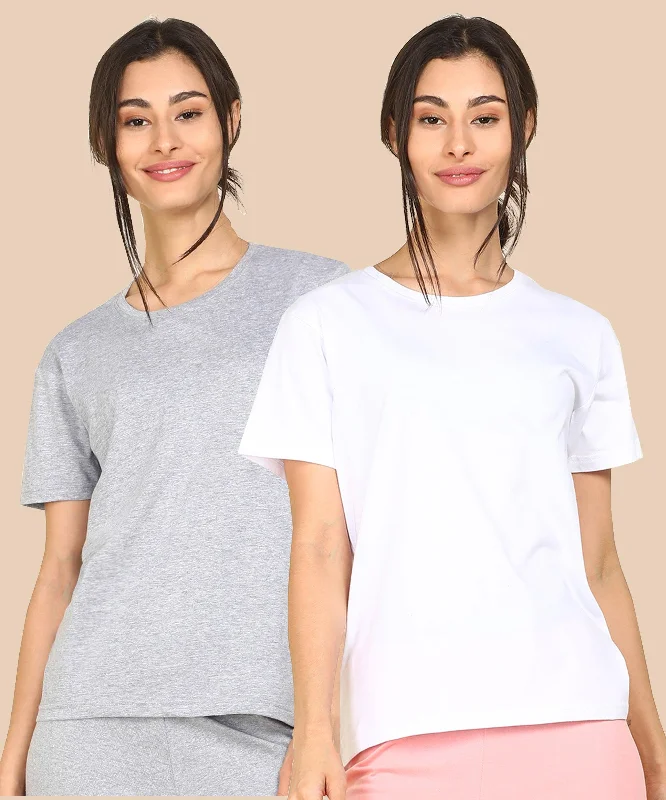 Womens Regular Fit  Combo Solid Tshirt Collared T-Shirt Boat Neck A-Line