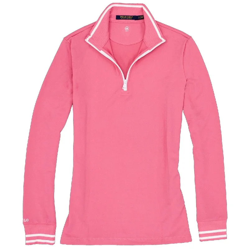 Polo Golf Ralph Lauren Extreme Jersey Lauren Pink Womens Golf 1/4 Zip Silk Jersey Blouse