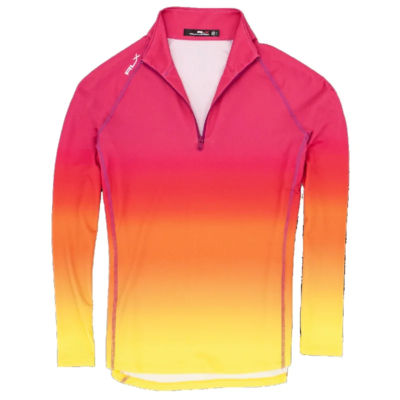 RLX Ralph Lauren Printed Airflow Jersey Sunset Ombre Womens Golf 1/4 Zip Travel Jersey Tee