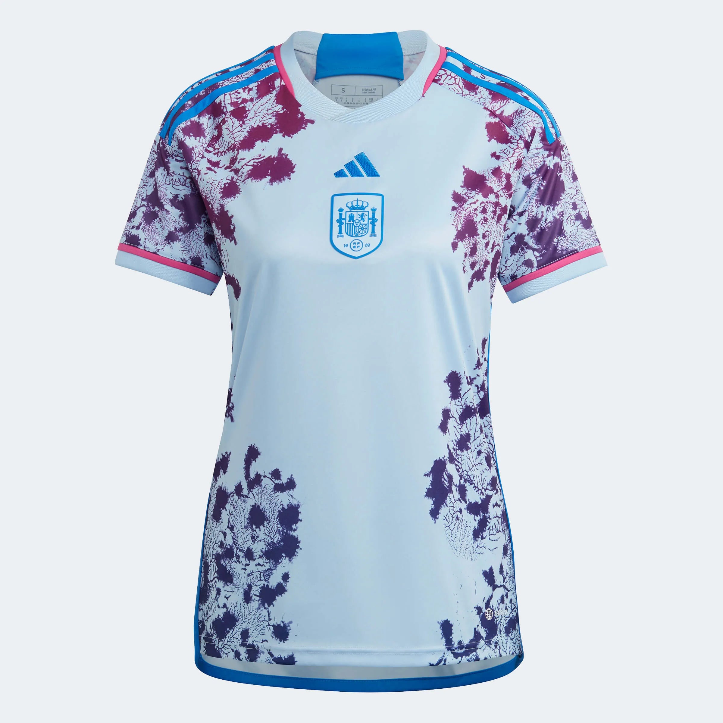 adidas 2023-24 Spain Womens Away Jersey - Glow Blue Luxury Jersey Tee